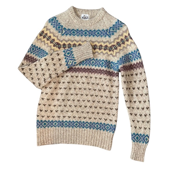 Vintage 1960’s Woolrich Fair Isle Sweater Wool - Picture 4 of 11